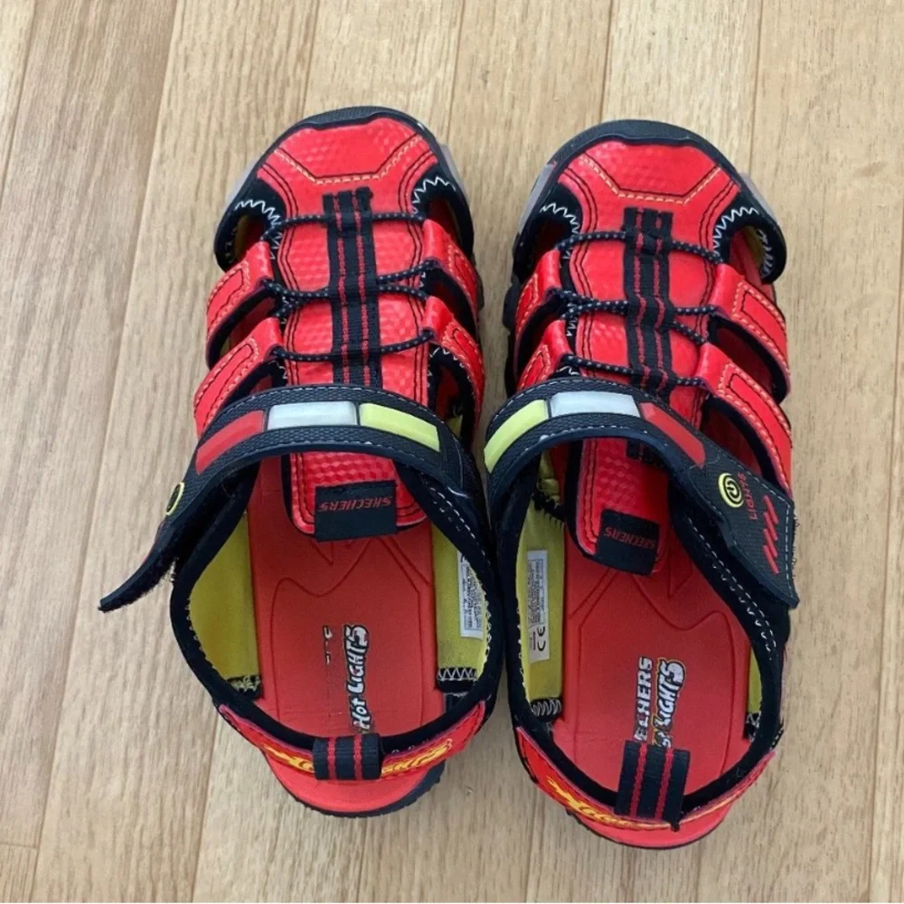 Sketchers Hot Lights Damager III Beach Blaze Boys Light Up Fisherman Sandals 3